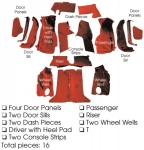 E599478 CARPET SET-REAR-COUPE-CUT PILE-MASS BACK-RUBY RED-93