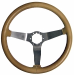 E8034 WHEEL-STEERING-LEATHER-WITH BRUSHED STAINLESS STEEL SPOKES-77-79 -TEMPORARILY UNAVAILABLE